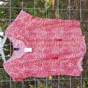 NWT GAP boho cotton blouse, orange/pink, sz XL